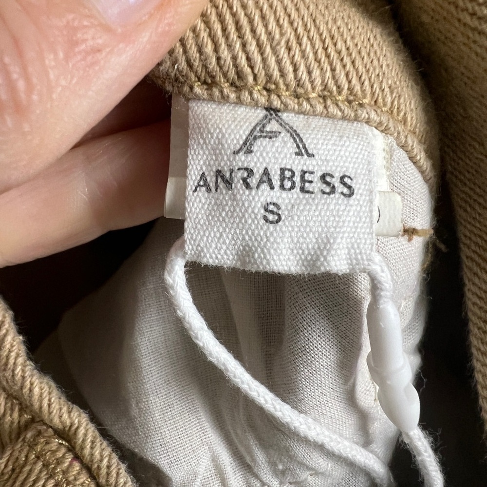 NEW Anrabess Small 4/6 Khaki Cross Back Design Denim Overalls - Picture 12 of 14